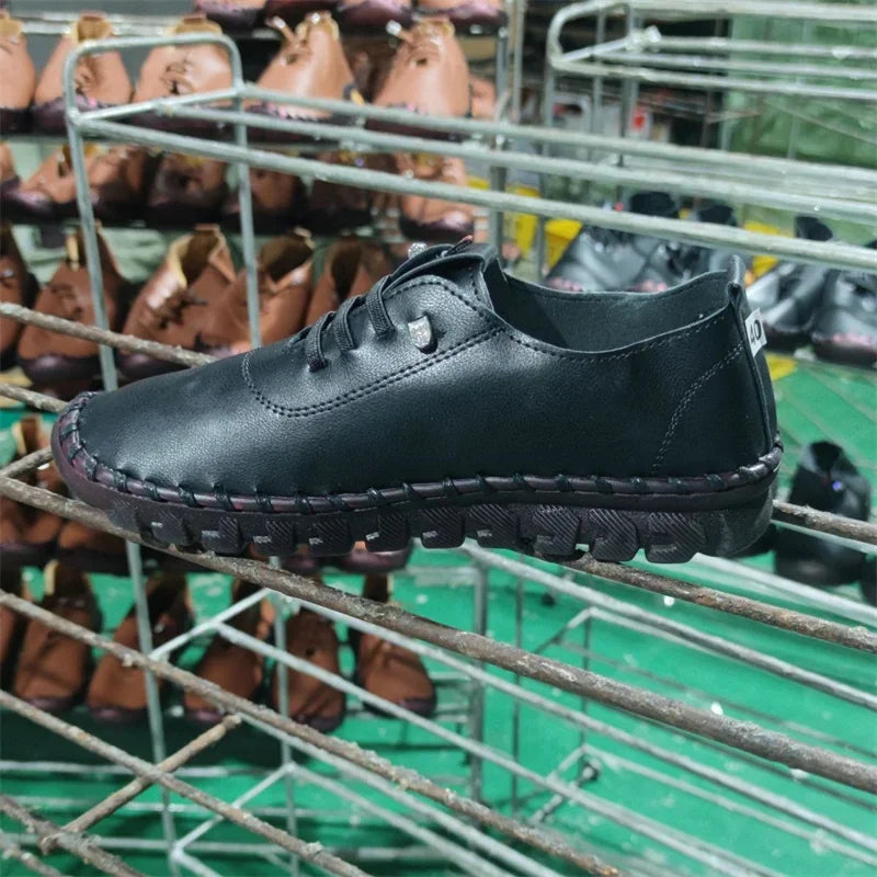 Mocassins en cuir PU pour femmes – Chaussures décontractées confortables cousues à la main pour un usage quotidien (pointures 35 à 43)
