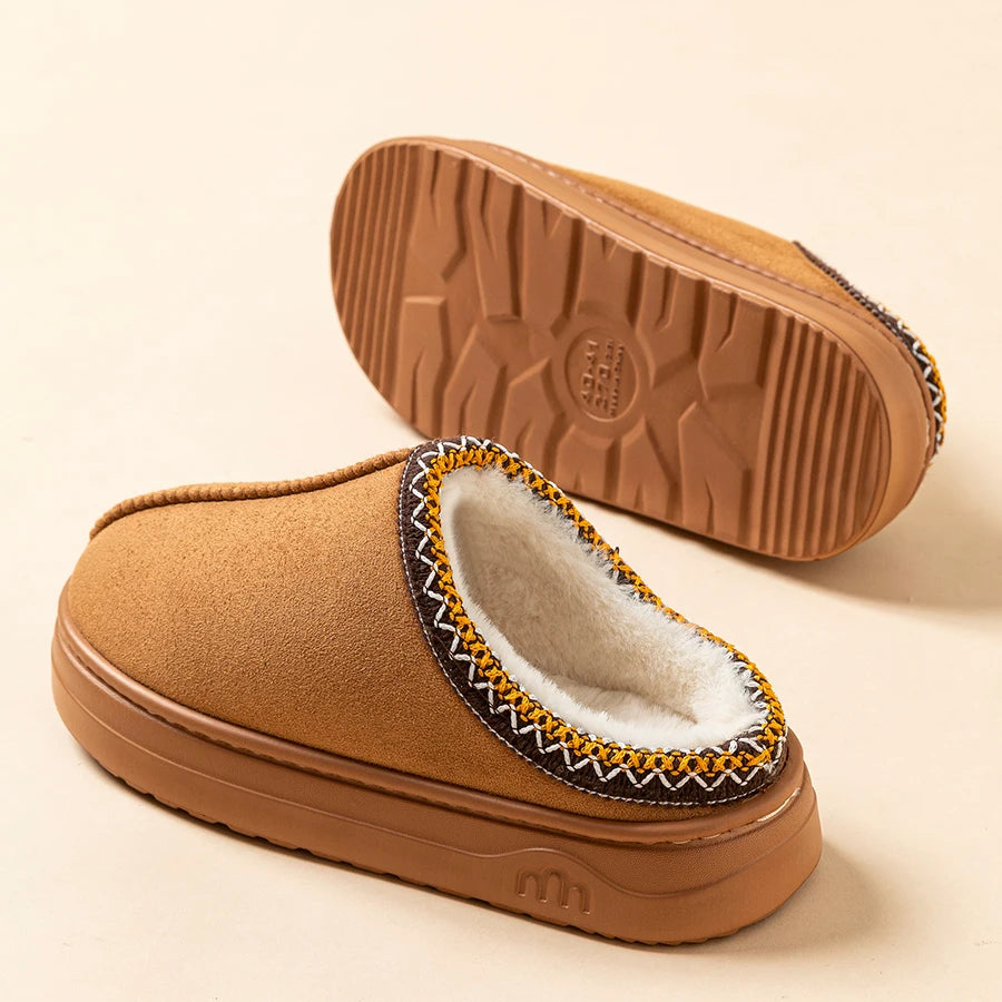 Chaussons d'hiver en peluche pour femmes et hommes – Chaussons d'intérieur et d'extérieur antidérapants en fourrure douce (pointures 36 à 45)